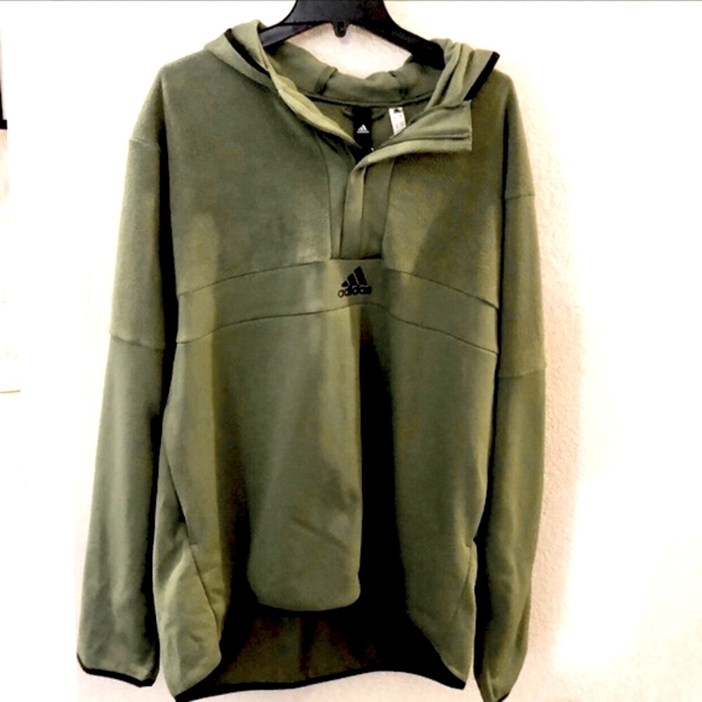 Adidas Green Hoodie Jacket Quarter Zip Size 2XL NEW Olive Green NWT Athletic